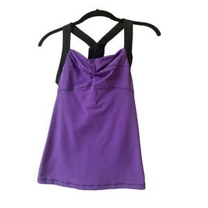 Lululemon tank top connected straps purple & gray sz S/M